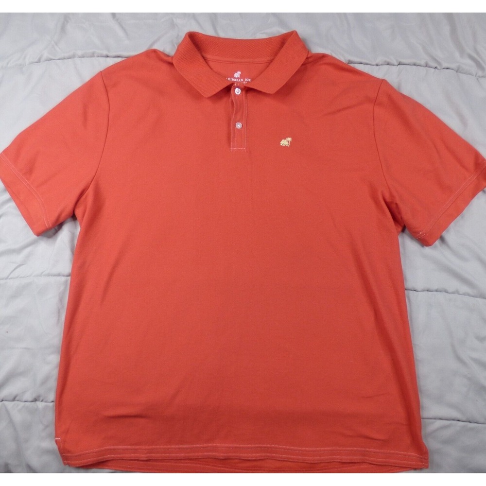 Caribbean Joe Polo Shirt Mens XXL 2XL Orange Golf Short Sleeve Cotton Beach